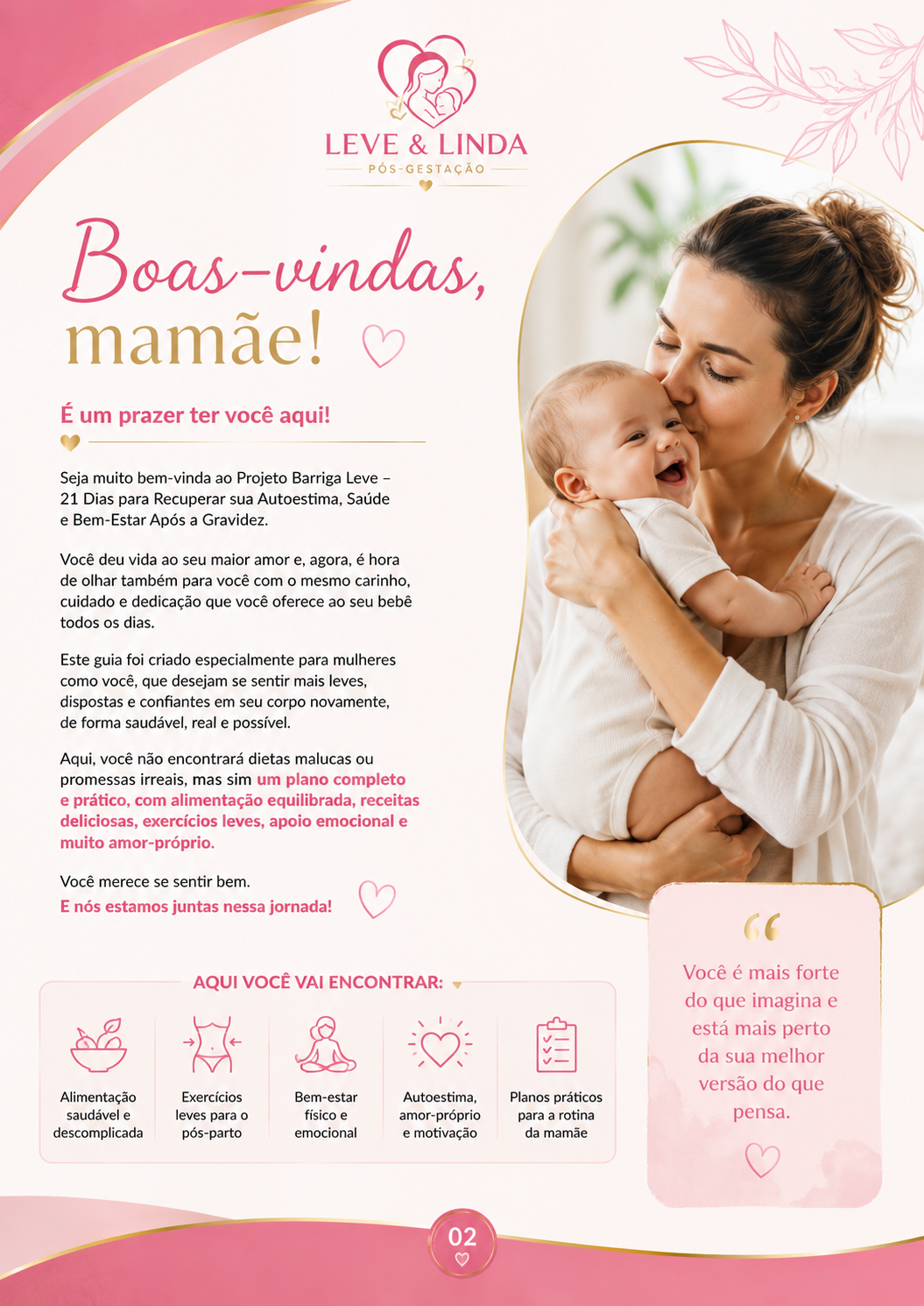 Página de boas-vindas da transformação